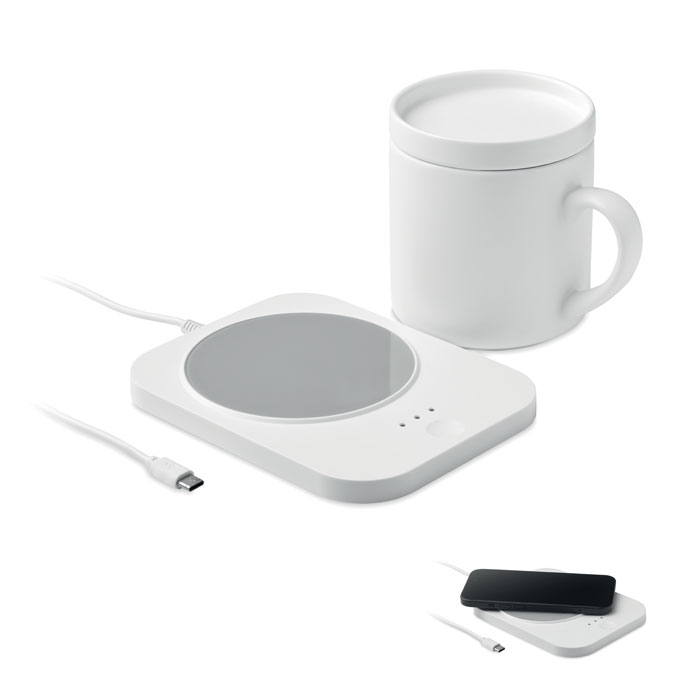 Wireless charger and mug warmer set
