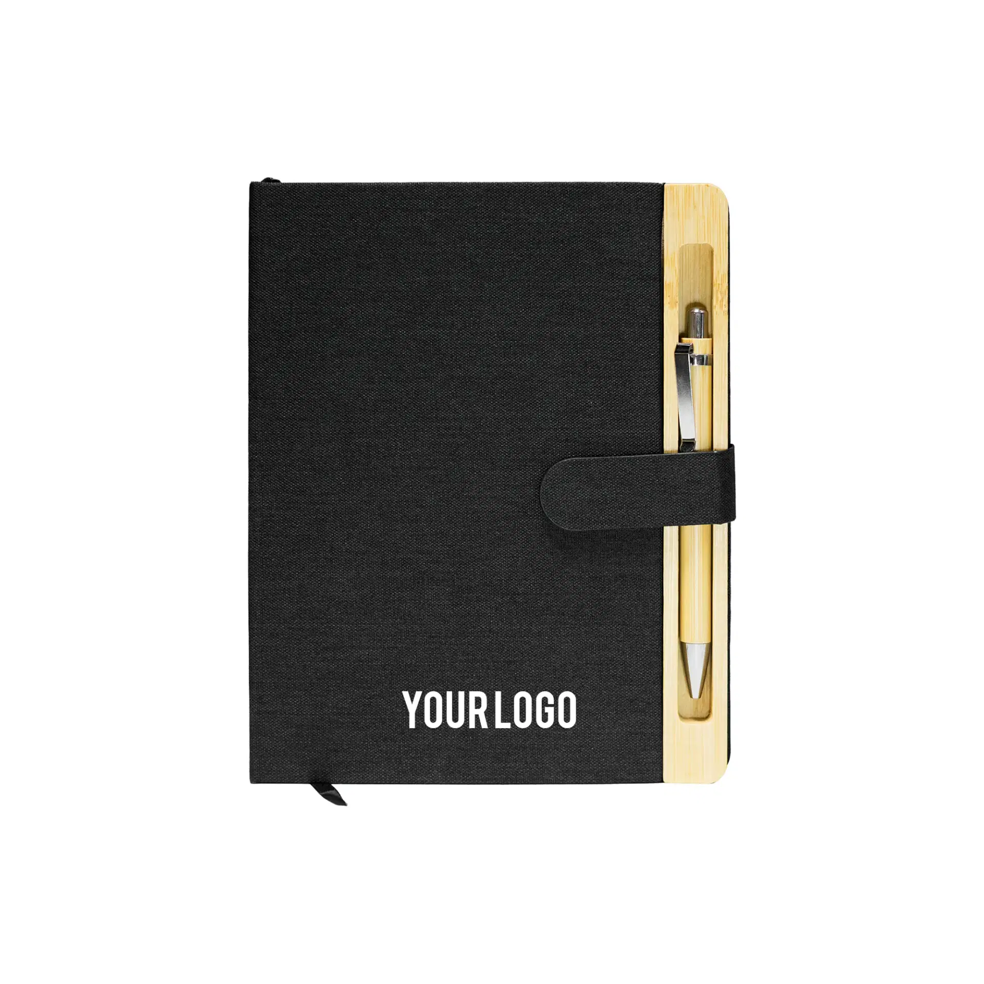 Magnetic RPET + Bamboo Notebook with Pen